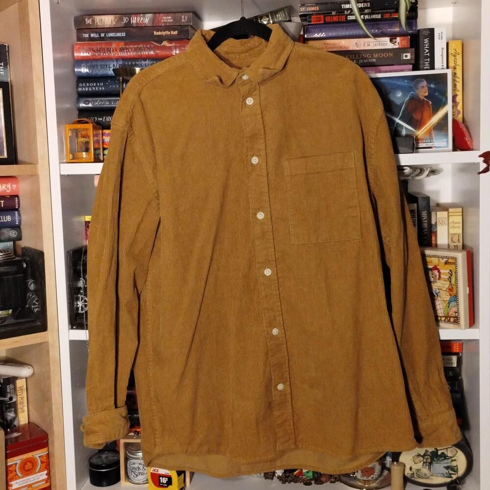 H&M-Mustard brown Corduroy Shirt  Size Medium